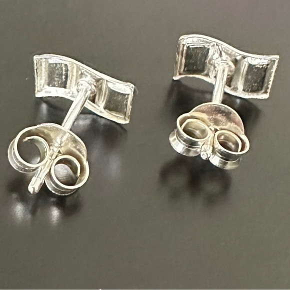 Sterling Silver and Enamel French Flag Tiny Stud Earrings - Picture 7 of 9